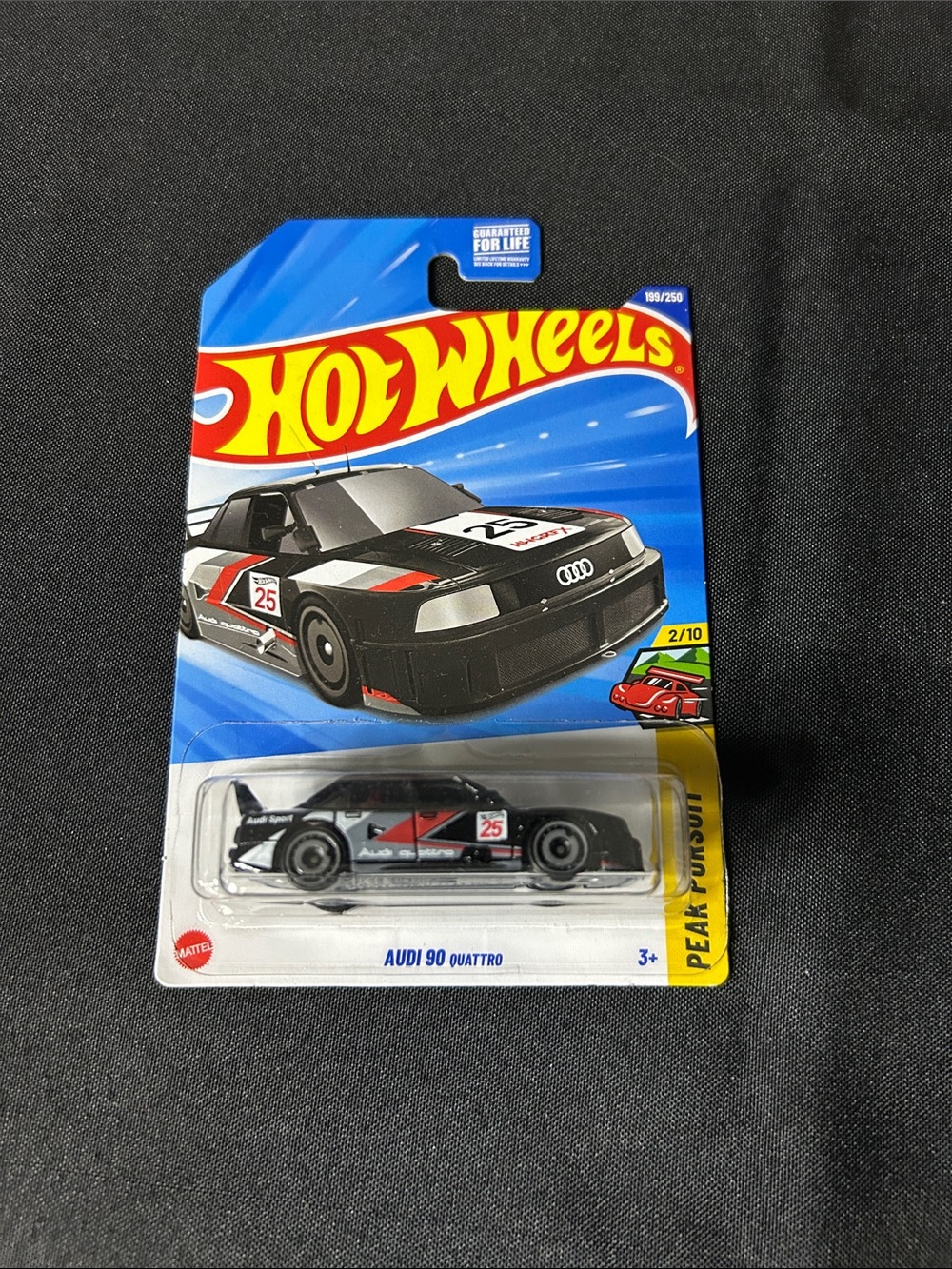 Hot Wheels Audi 90 Quattro Toy Race Car - Black with Red & White Accents